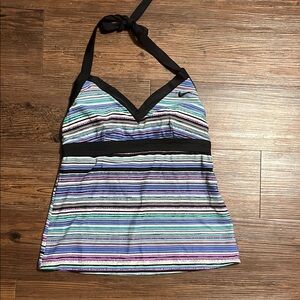 Nike Women's Striped Swim Top - Black, Blue, Purple